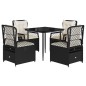vidaXL 5-tlg. Garten-Essgruppe mit Kissen Schwarz Poly Rattan vidaXL 5-tlg. Garten-Essgruppe mit Kissen Schwarz Poly Rattan