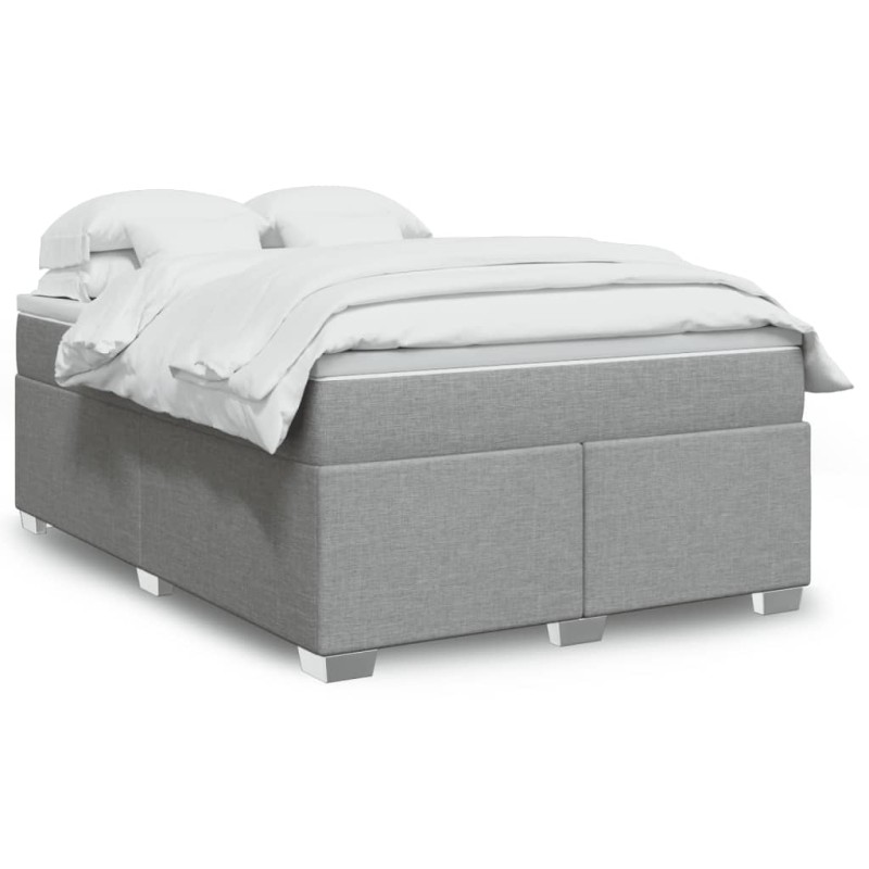 vidaXL Boxspringbett mit Matratze Hellgrau 140x190 cm Stoff vidaXL Boxspringbett mit Matratze Hellgrau 140x190 cm Stoff