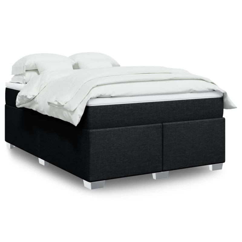 vidaXL Boxspringbett mit Matratze Schwarz 140x200 cm Stoff vidaXL Boxspringbett mit Matratze Schwarz 140x200 cm Stoff