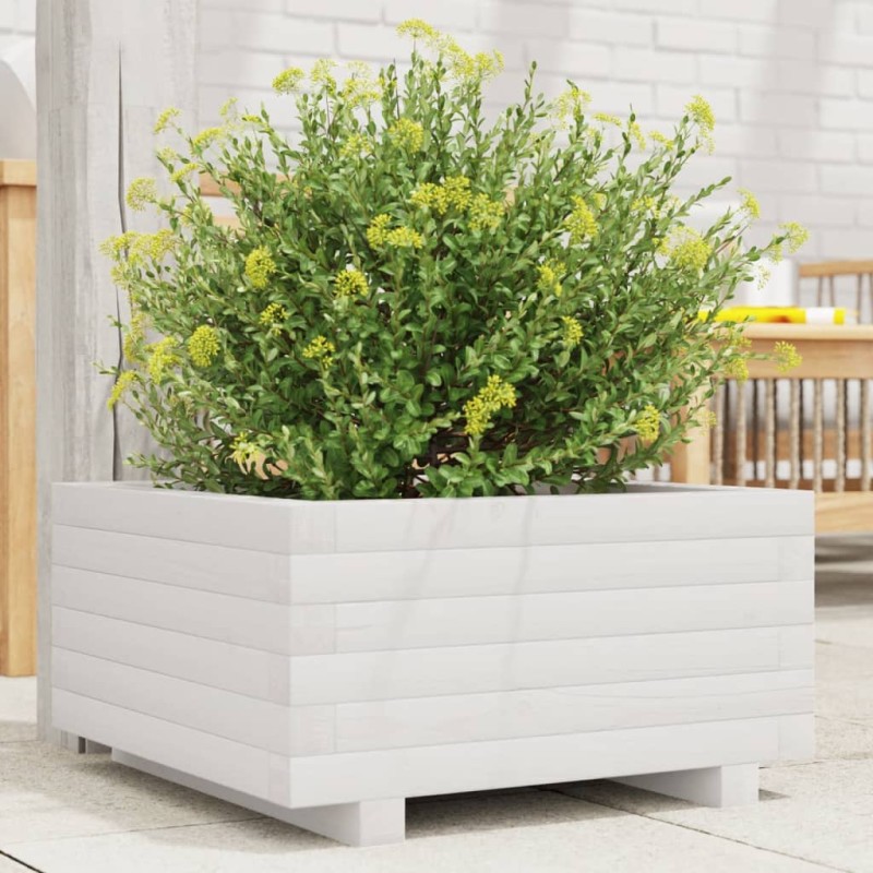 vidaXL Pflanzkübel Weiß 50x50x26,5 cm Massivholz Kiefer vidaXL Pflanzkübel Weiß 50x50x26,5 cm Massivholz Kiefer