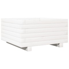 vidaXL Pflanzkübel Weiß 50x50x26,5 cm Massivholz Kiefer