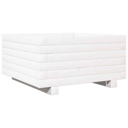 vidaXL Pflanzkübel Weiß 50x50x26,5 cm Massivholz Kiefer