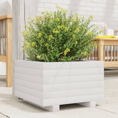 vidaXL Pflanzkübel Weiß 40x40x26,5 cm Massivholz Kiefer