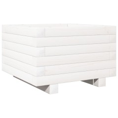 vidaXL Pflanzkübel Weiß 40x40x26,5 cm Massivholz Kiefer