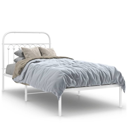 vidaXL Bettgestell mit Kopfteil Metall Weiß 90x190 cm