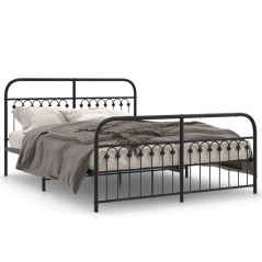 vidaXL Bettgestell mit Kopf- und Fußteil Metall Schwarz 150x200 cm