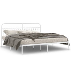vidaXL Bettgestell mit Kopfteil Metall Weiß 193x203 cm