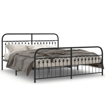 vidaXL Bettgestell mit Kopf- und Fußteil Metall Schwarz 183x203 cm