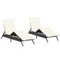 vidaXL Sonnenliegen mit Auflagen 2 Stk. Schwarz Poly Rattan vidaXL Sonnenliegen mit Auflagen 2 Stk. Schwarz Poly Rattan