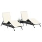 vidaXL Sonnenliegen mit Auflagen 2 Stk. Schwarz Poly Rattan vidaXL Sonnenliegen mit Auflagen 2 Stk. Schwarz Poly Rattan