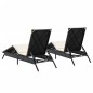vidaXL Sonnenliegen mit Auflagen 2 Stk. Schwarz Poly Rattan vidaXL Sonnenliegen mit Auflagen 2 Stk. Schwarz Poly Rattan