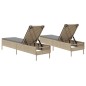vidaXL Sonnenliegen mit Auflagen 2 Stk. Beige Poly Rattan vidaXL Sonnenliegen mit Auflagen 2 Stk. Beige Poly Rattan