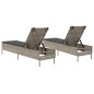vidaXL Sonnenliegen mit Auflagen 2 Stk. Hellgrau Poly Rattan vidaXL Sonnenliegen mit Auflagen 2 Stk. Hellgrau Poly Rattan