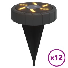 vidaXL Solar-Bodenleuchten mit Erdspieß 12 Stk. Warmweiß
