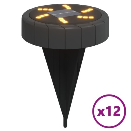 vidaXL Solar-Bodenleuchten mit Erdspieß 12 Stk. Warmweiß