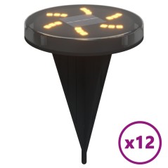 vidaXL Solar-Bodenleuchten mit Erdspieß 12 Stk. Warmweiß