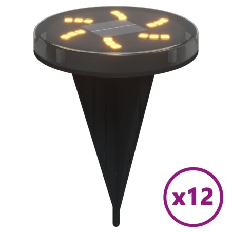 vidaXL Solar-Bodenleuchten mit Erdspieß 12 Stk. Warmweiß
