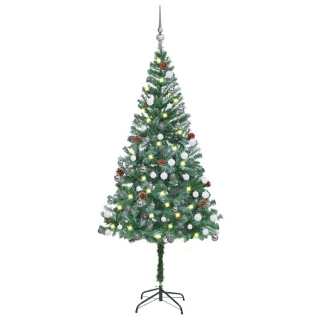 Künstlicher Weihnachtsbaum mit LEDs & Kugeln & Zapfen 180 cm