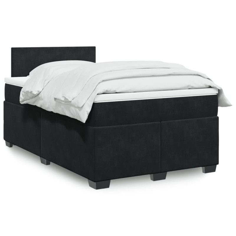 vidaXL Boxspringbett mit Matratze Schwarz 120x190 cm Samt vidaXL Boxspringbett mit Matratze Schwarz 120x190 cm Samt