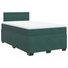 vidaXL Boxspringbett mit Matratze Dunkelgrün 120x190 cm Samt