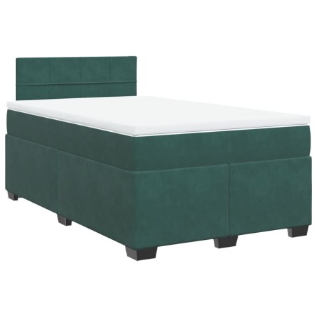 vidaXL Boxspringbett mit Matratze Dunkelgrün 120x190 cm Samt