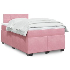 vidaXL Boxspringbett mit Matratze Rosa 120x190 cm Samt