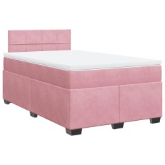 vidaXL Boxspringbett mit Matratze Rosa 120x190 cm Samt
