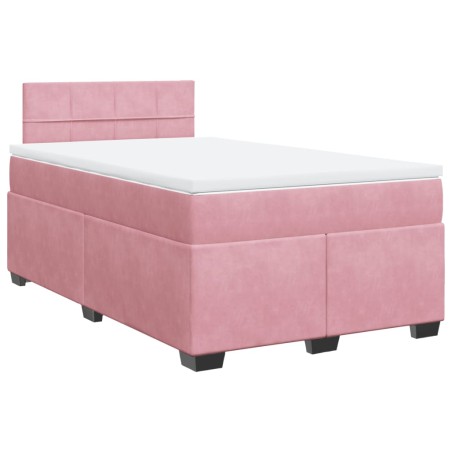 vidaXL Boxspringbett mit Matratze Rosa 120x190 cm Samt