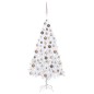 Künstlicher Weihnachtsbaum mit LEDs & Kugeln Weiß 150 cm PVC Künstlicher Weihnachtsbaum mit LEDs & Kugeln Weiß 150 cm PVC