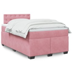 vidaXL Boxspringbett mit Matratze Rosa 120x190 cm Samt