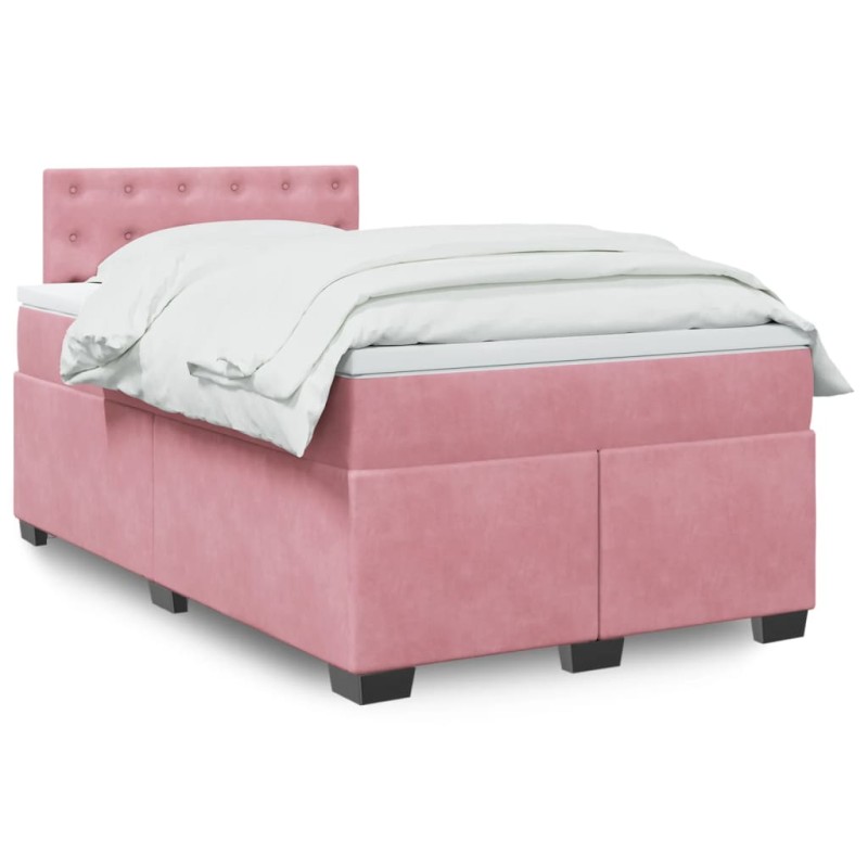 vidaXL Boxspringbett mit Matratze Rosa 120x190 cm Samt vidaXL Boxspringbett mit Matratze Rosa 120x190 cm Samt