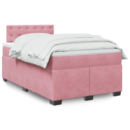 vidaXL Boxspringbett mit Matratze Rosa 120x190 cm Samt