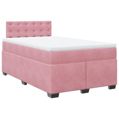 vidaXL Boxspringbett mit Matratze Rosa 120x190 cm Samt