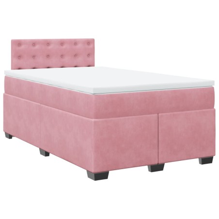 vidaXL Boxspringbett mit Matratze Rosa 120x190 cm Samt