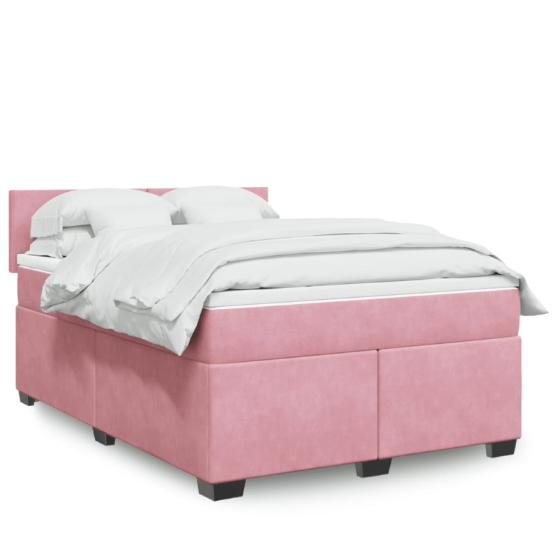 vidaXL Boxspringbett mit Matratze Rosa 140x190 cm Samt vidaXL Boxspringbett mit Matratze Rosa 140x190 cm Samt