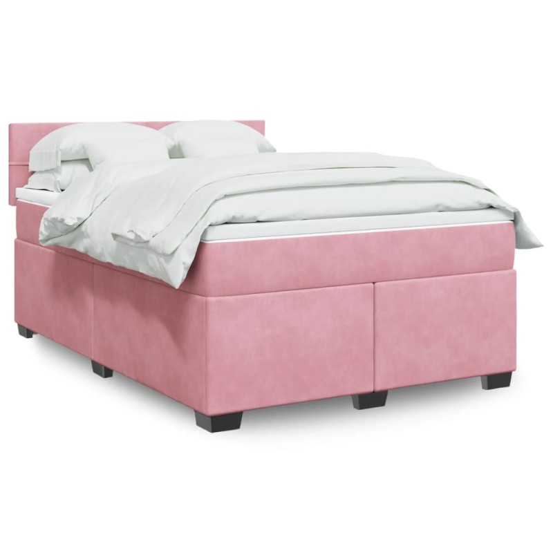 vidaXL Boxspringbett mit Matratze Rosa 140x190 cm Samt vidaXL Boxspringbett mit Matratze Rosa 140x190 cm Samt