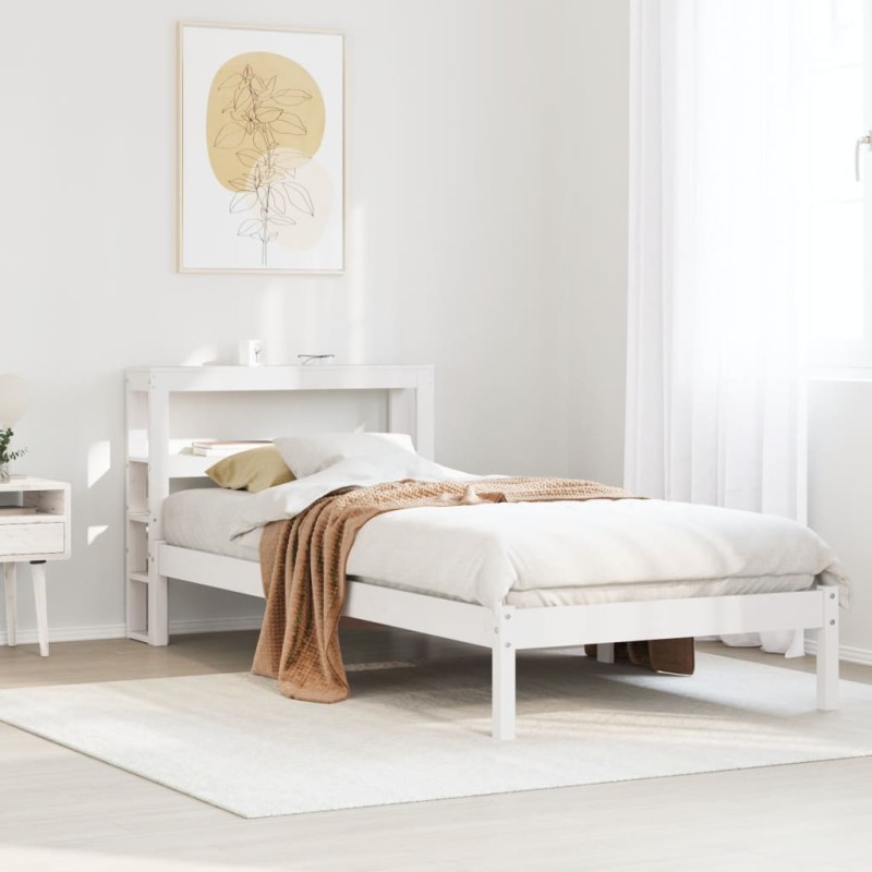 vidaXL Massivholzbett ohne Matratze Weiß 100x200 cm Kiefernholz vidaXL Massivholzbett ohne Matratze Weiß 100x200 cm Kiefernholz