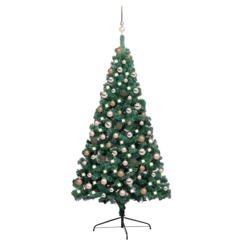 vidaXL Künstlicher Halb-Weihnachtsbaum Beleuchtung Kugeln Grün 180 cm vidaXL Künstlicher Halb-Weihnachtsbaum Beleuchtung Kugeln Grün 180 cm