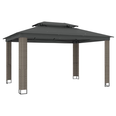 vidaXL Pavillon mit Doppeldach Anthrazit 3,94x2,96 m Stahl