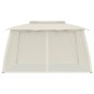 vidaXL Pavillon mit Doppeldach & Netzwänden Creme 3,93x2,93 m Stahl vidaXL Pavillon mit Doppeldach & Netzwänden Creme 3,93x2,93 m Stahl