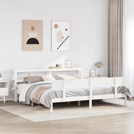 vidaXL Massivholzbett ohne Matratze Weiß 200x200 cm Kiefernholz