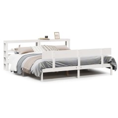 vidaXL Massivholzbett ohne Matratze Weiß 200x200 cm Kiefernholz