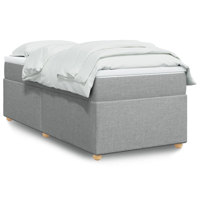 vidaXL Boxspringbett mit Matratze Hellgrau 100x200 cm Stoff vidaXL Boxspringbett mit Matratze Hellgrau 100x200 cm Stoff