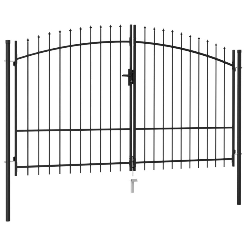 vidaXL Zauntor Doppelflügel mit Speerspitzen Stahl 3 x 1,75 m Schwarz vidaXL Zauntor Doppelflügel mit Speerspitzen Stahl 3 x 1,75 m Schwarz