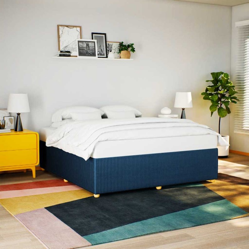 vidaXL Bettgestell ohne Matratze Blau 180x200 cm Stoff vidaXL Bettgestell ohne Matratze Blau 180x200 cm Stoff