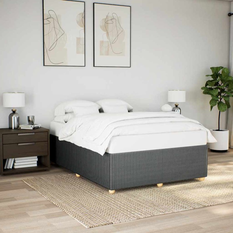 vidaXL Bettgestell ohne Matratze Dunkelgrau 140x190 cm Stoff vidaXL Bettgestell ohne Matratze Dunkelgrau 140x190 cm Stoff