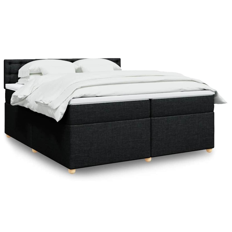 vidaXL Boxspringbett mit Matratze Schwarz 200x200 cm Stoff vidaXL Boxspringbett mit Matratze Schwarz 200x200 cm Stoff