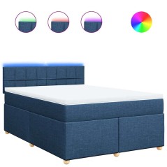 vidaXL Boxspringbett mit Matratze Blau 140x190 cm Stoff