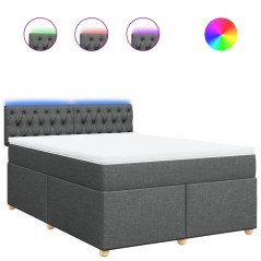 vidaXL Boxspringbett mit Matratze Dunkelgrau 140x190 cm Stoff