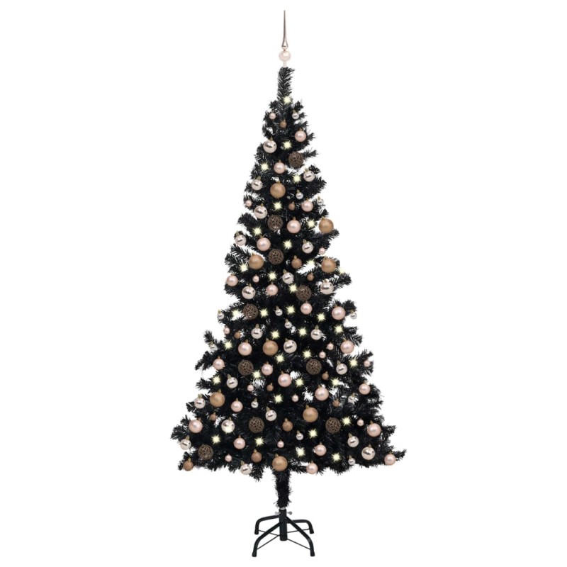 vidaXL Künstlicher Weihnachtsbaum Beleuchtung & Kugeln Schwarz 240 cm vidaXL Künstlicher Weihnachtsbaum Beleuchtung & Kugeln Schwarz 240 cm